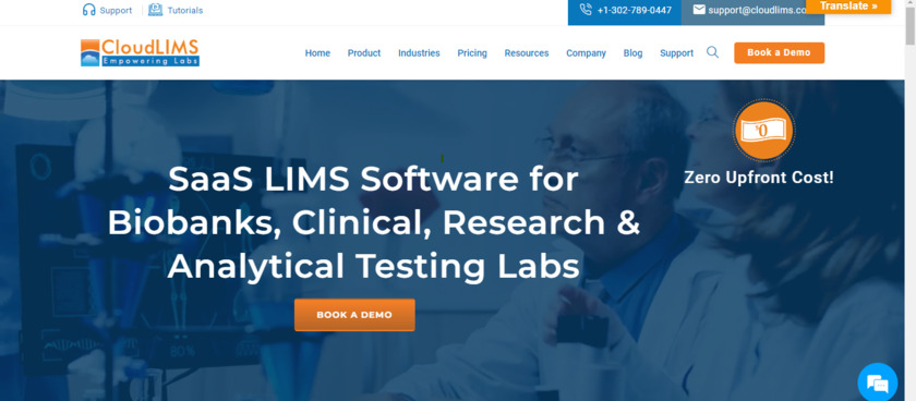 CloudLIMS Landing Page
