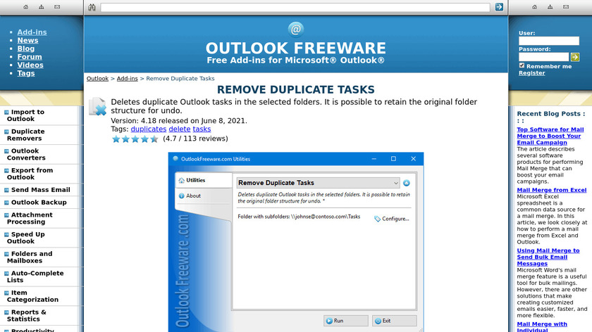 Remove Duplicate Tasks for Outlook Landing Page