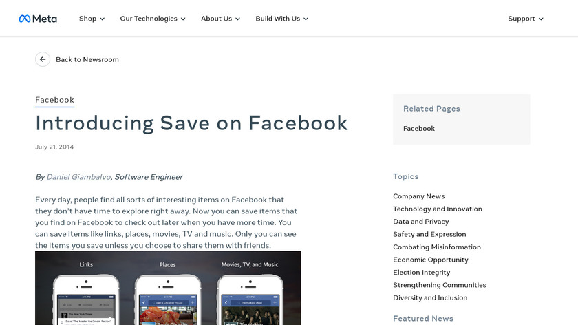 Save on Facebook Landing Page