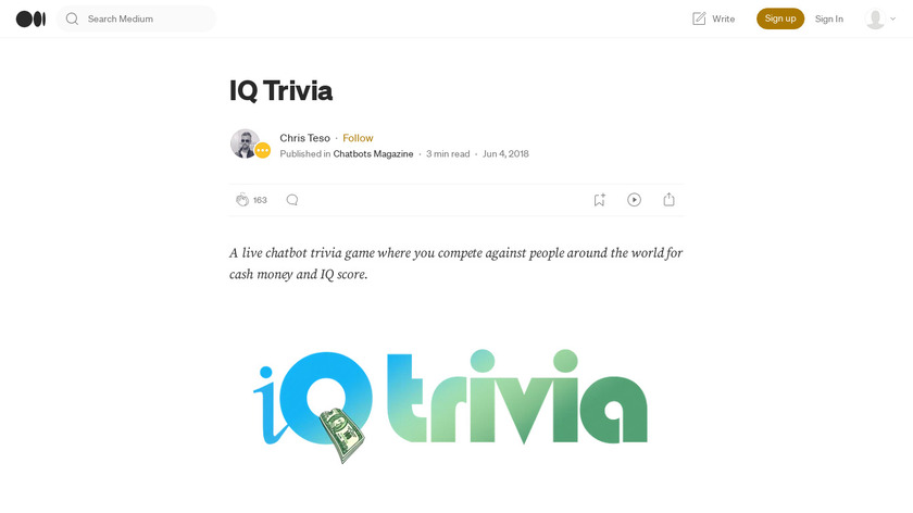 IQ Trivia Landing Page