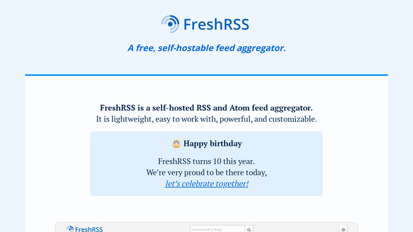 FreshRSS Landing Page