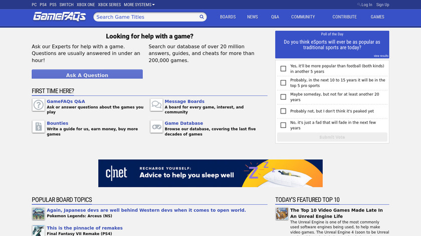 GameFAQs Landing Page