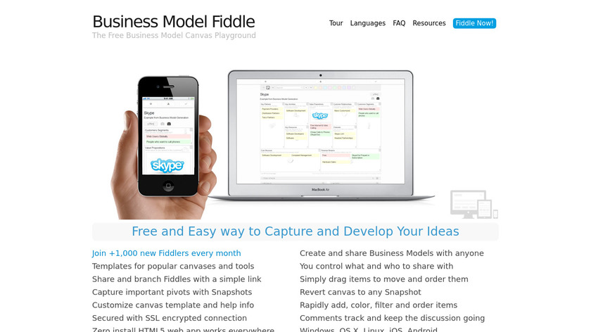 Business Model Fiddle Landing Page