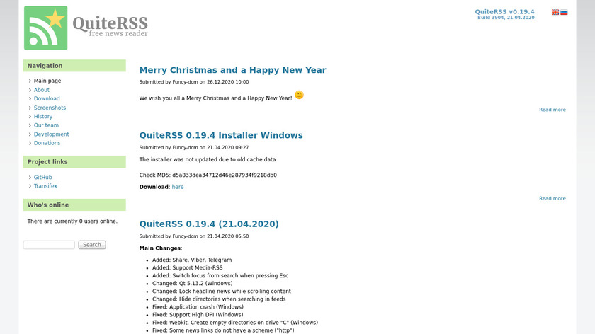 QuiteRSS Landing Page