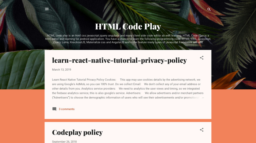 HTML Code Play Landing Page