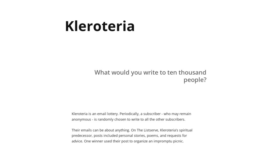 Kleroteria Landing Page