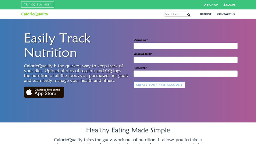 CalorieQuality Landing Page