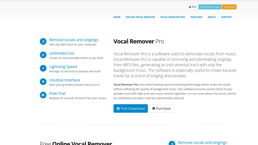 Vocal Remover Pro Landing Page