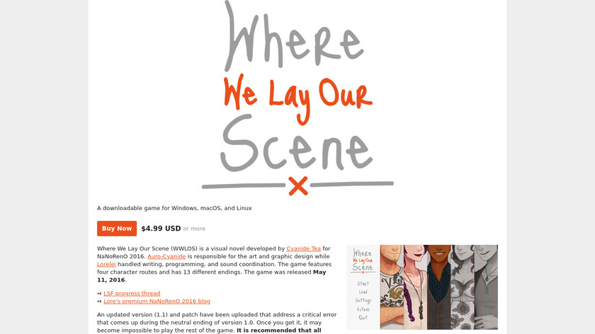 Where We Lay Our Scene Landing Page