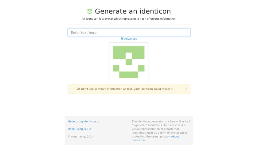 Identicon Landing Page