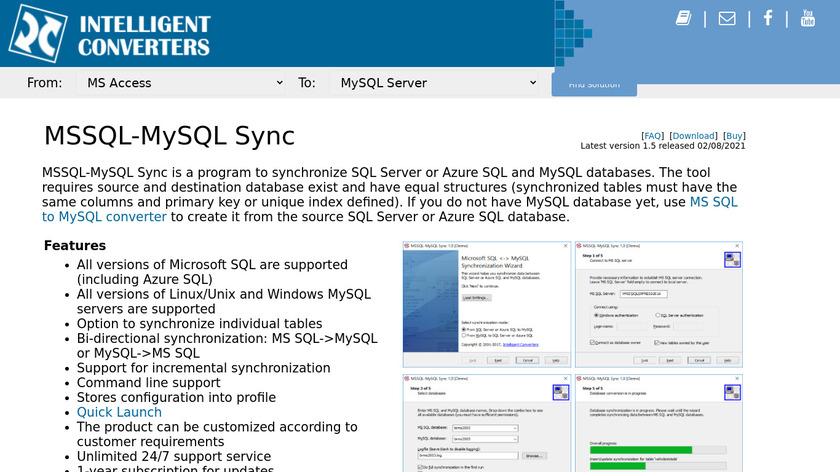 Intelligent Converters MSSQL-MySQL Sync Landing Page