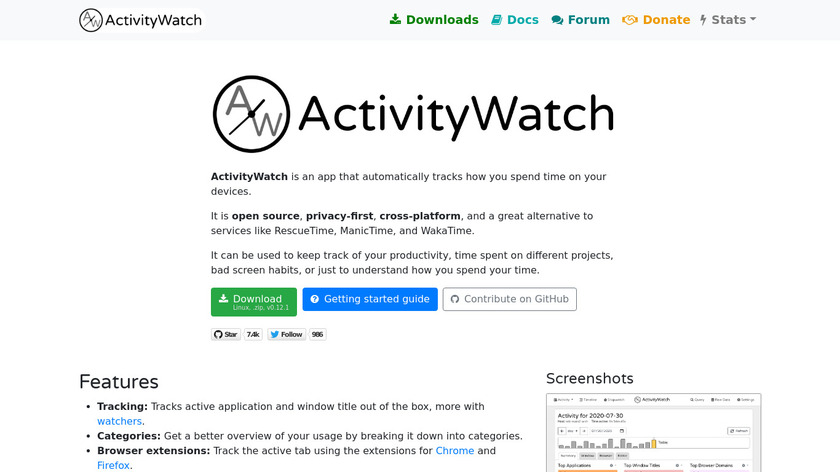 ActivityWatch Landing Page