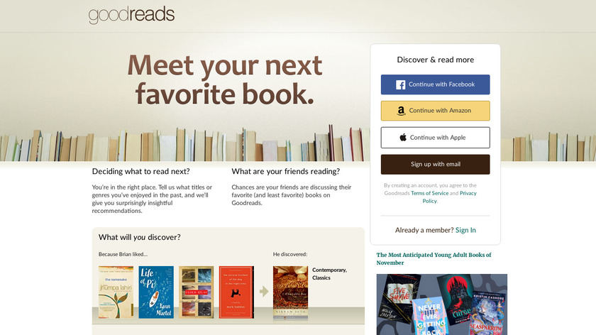 Goodreads Landing Page