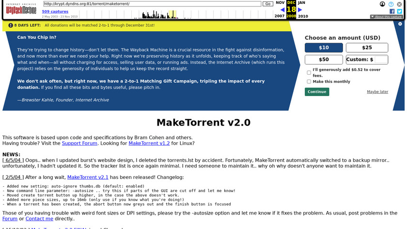 MakeTorrent Landing Page