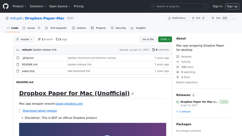Dropbox Paper for Mac (Unofficial) Landing Page