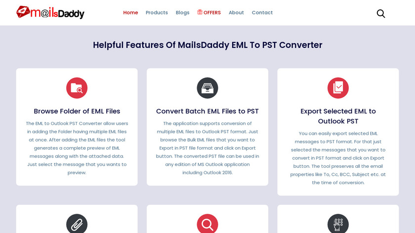 MailsDaddy EML to PST Converter Landing Page