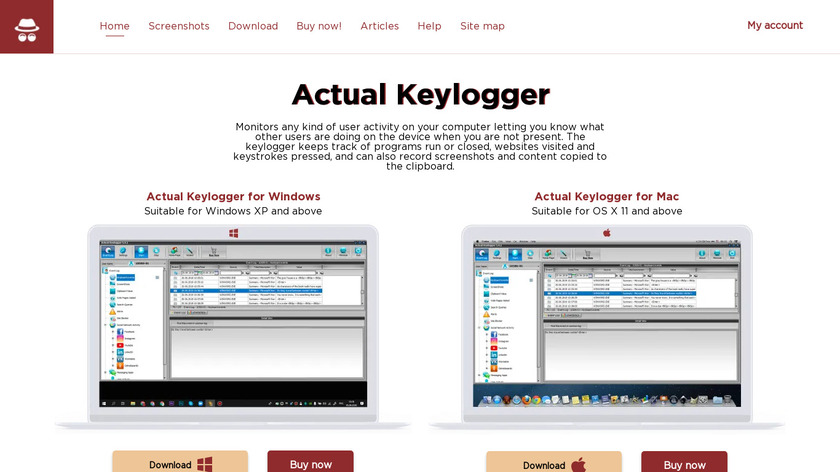 Actual Keylogger Landing Page