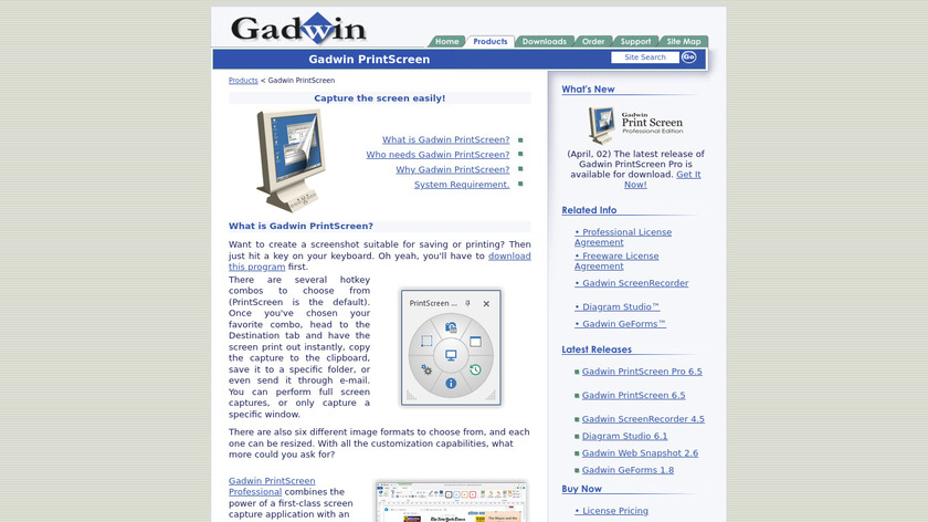 Gadwin PrintScreen Professional Landing Page