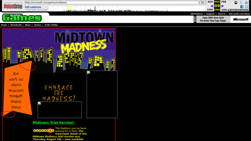 Midtown Madness Landing Page