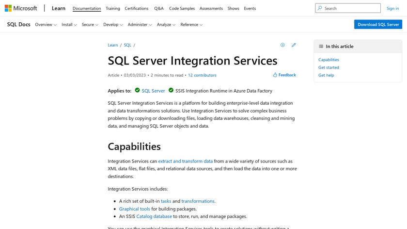 SQL Server Integration Services Landing Page