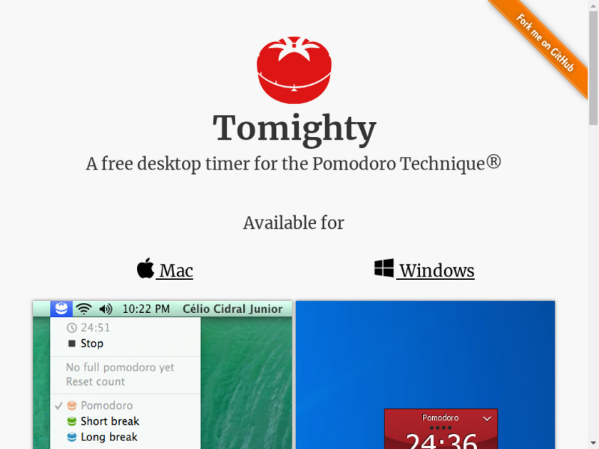 Tomighty Landing Page
