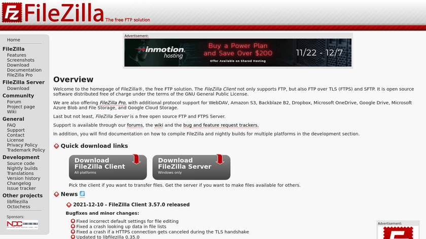 FileZilla Landing Page