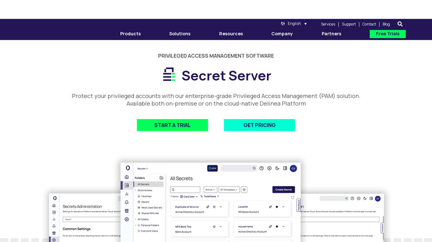 Thycotic Secret Server Landing Page