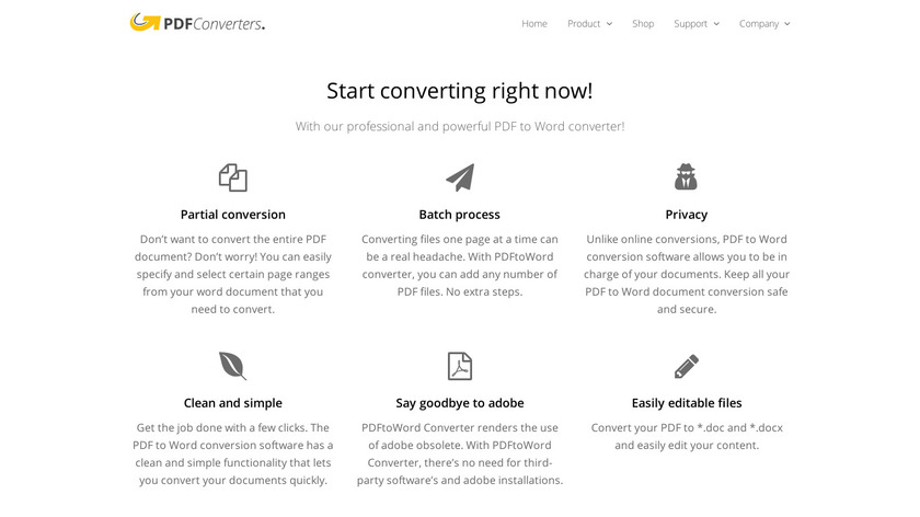 PDFtoWord Converter Landing Page