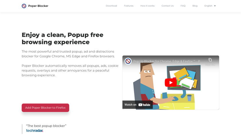 Poper Blocker Landing Page