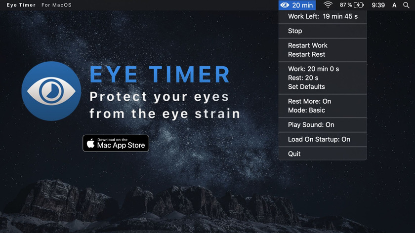Eye Timer for Mac Landing Page
