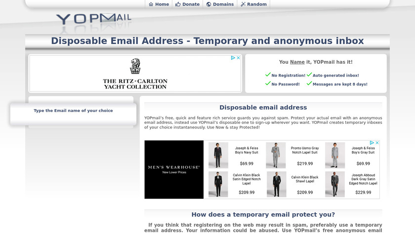 YOPmail Landing Page