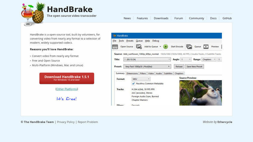 HandBrake Landing Page