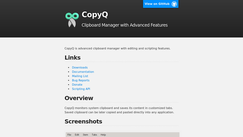 CopyQ Landing Page