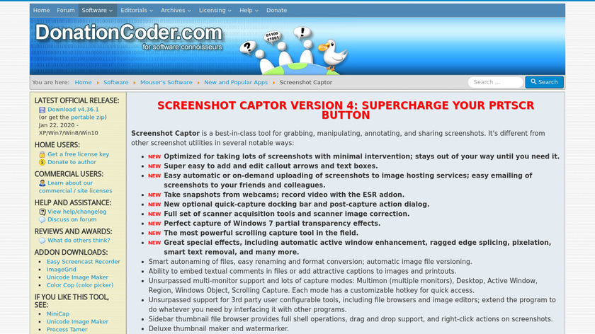 Screenshot Captor Landing Page