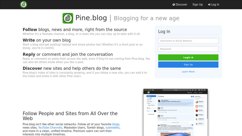 Pine.blog Landing Page